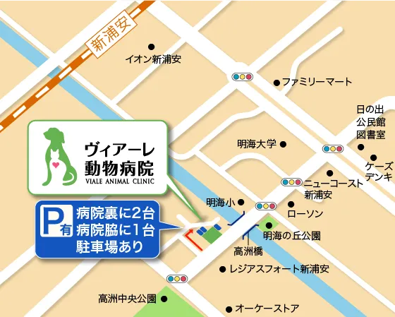 浦安市の動物病院「ヴィアーレ動物病院」の地図